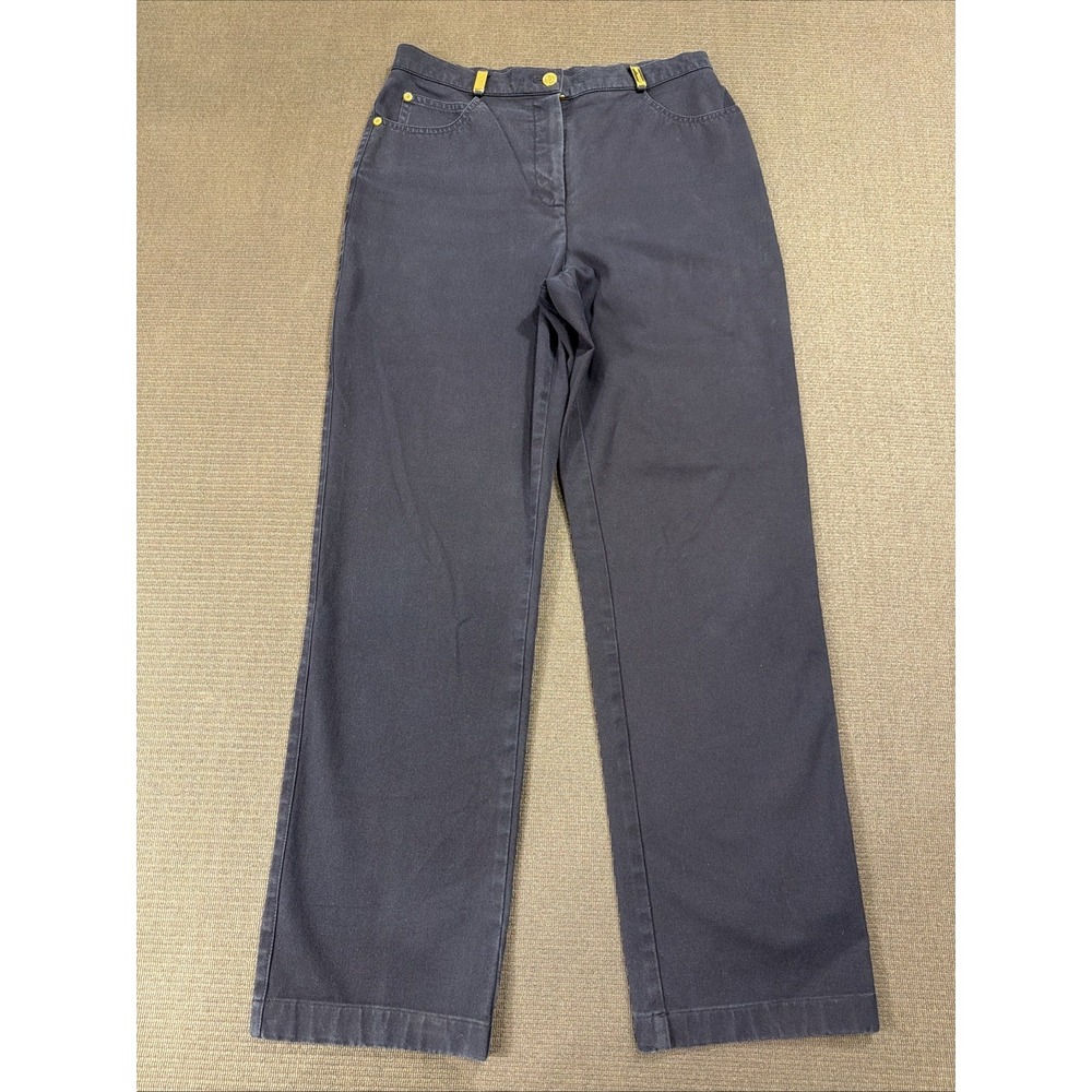St John Sport by Marie Gray Navy Pants Gold Hardware Womens High Rise Size 8